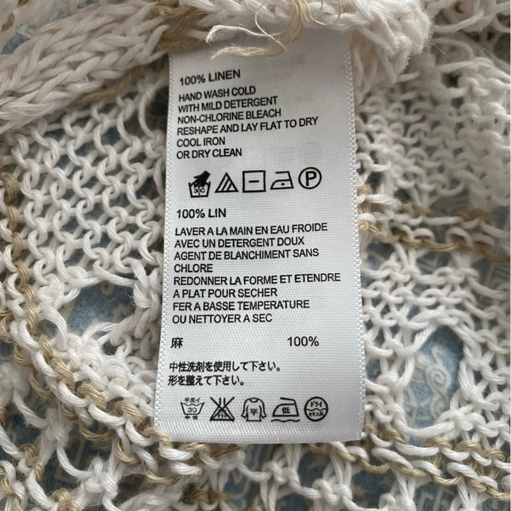 Tommy Bahama Cream White Crochet Dress Linen CoverUp Long sleeve XS